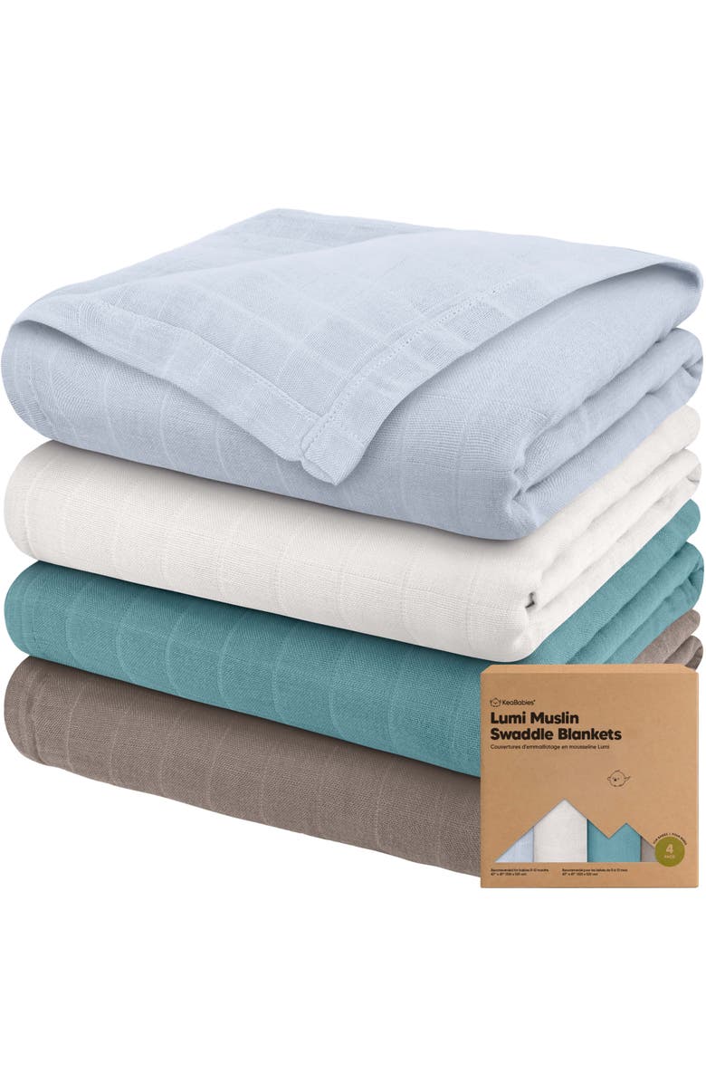 KeaBabies Lumi Muslin Swaddle Blankets, Main, color, Nimbus