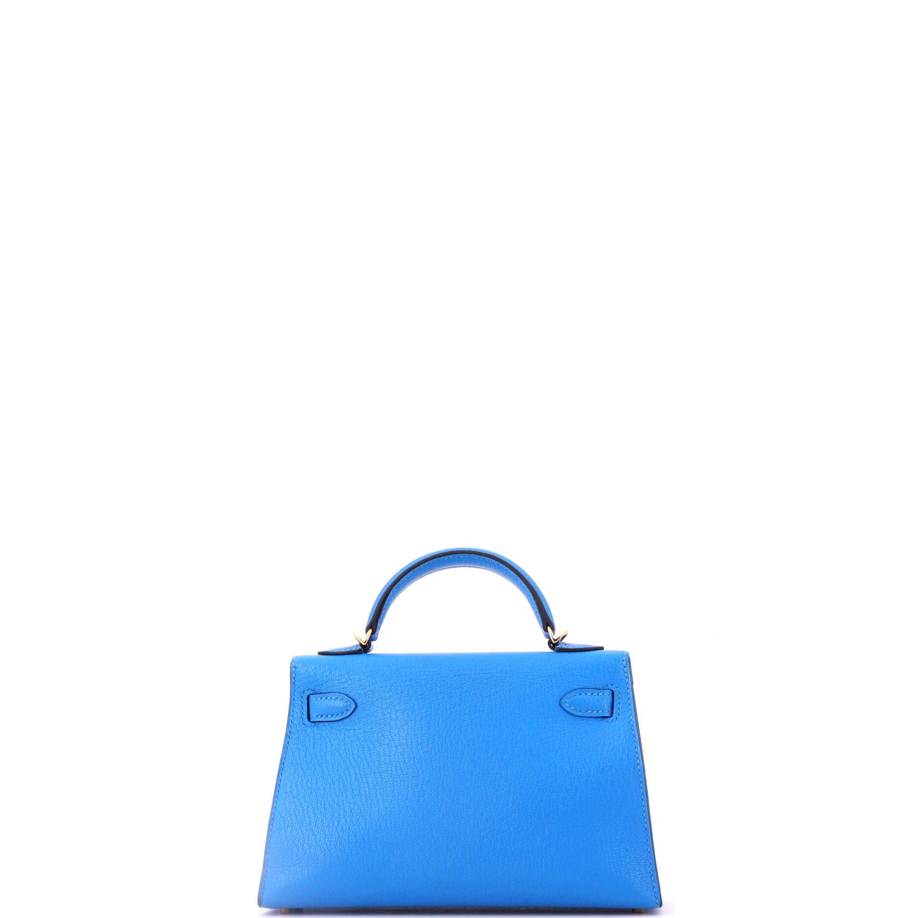 Kelly Mini II Bag Blue Chevre Mysore with Gold Hardware 20, Alternate, color, Blue