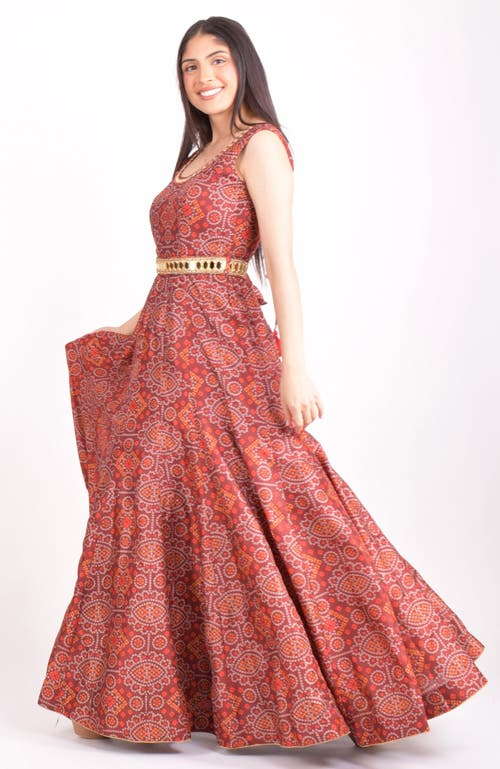 Raas Darrie Silk Gown With Belt In Burgundy