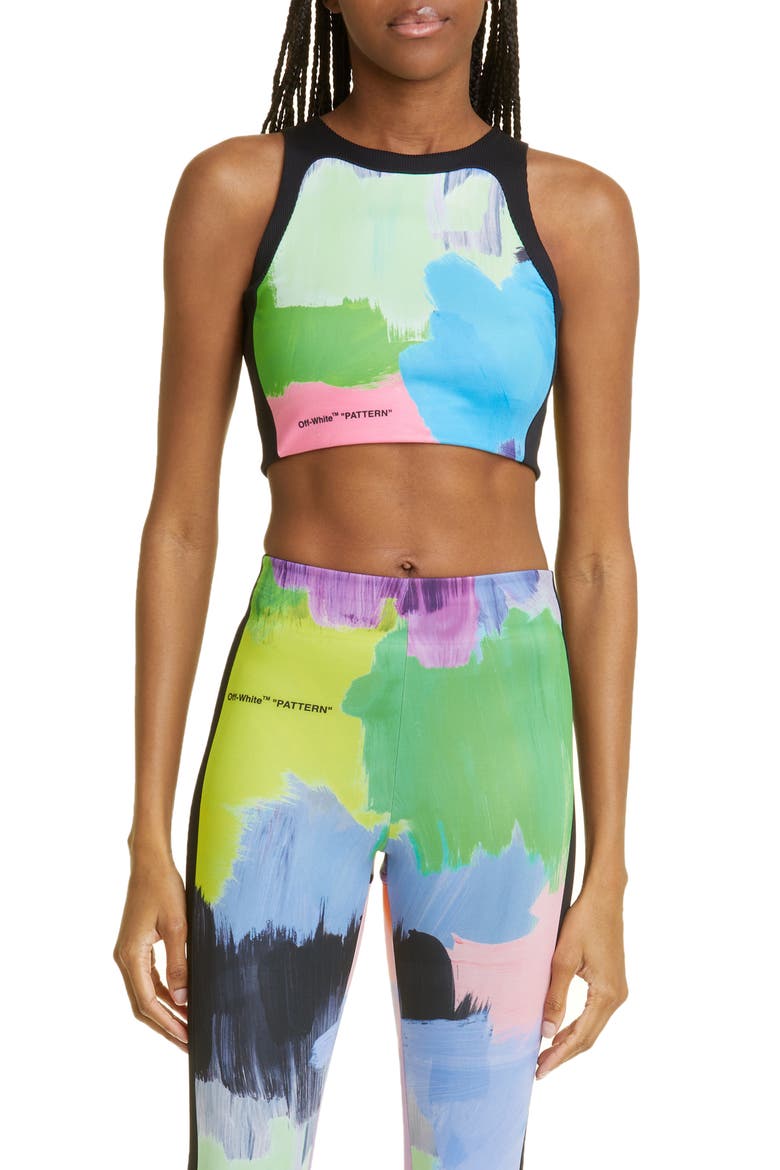 Colorblock Crop Top, Main, color, BLACK MULTI