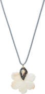 BY ADINA EDEN Onyx CZ MOP Blossom Charm Twisted Rope Necklace