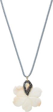 BY ADINA EDEN Onyx CZ MOP Blossom Charm Twisted Rope Necklace