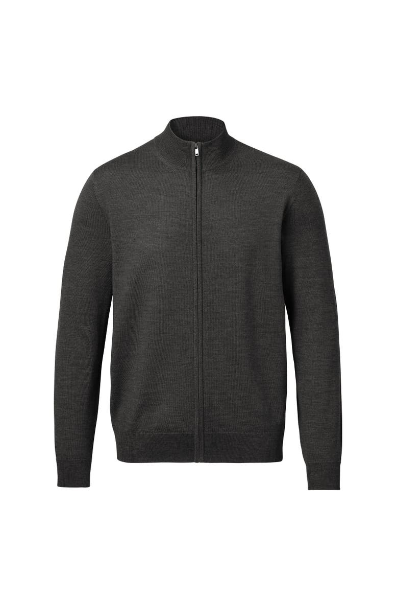 Pure Merino Full Zip Through Cardigan, Alternate, color, Grey