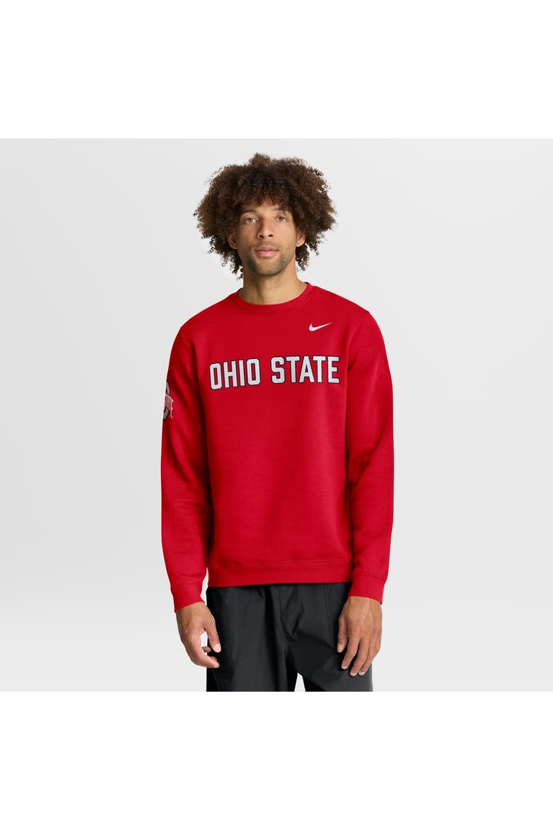 Men's Nike Scarlet Ohio State Buckeyes 2026 Sideline Club Sweatshirt, Main, color, Scarlet