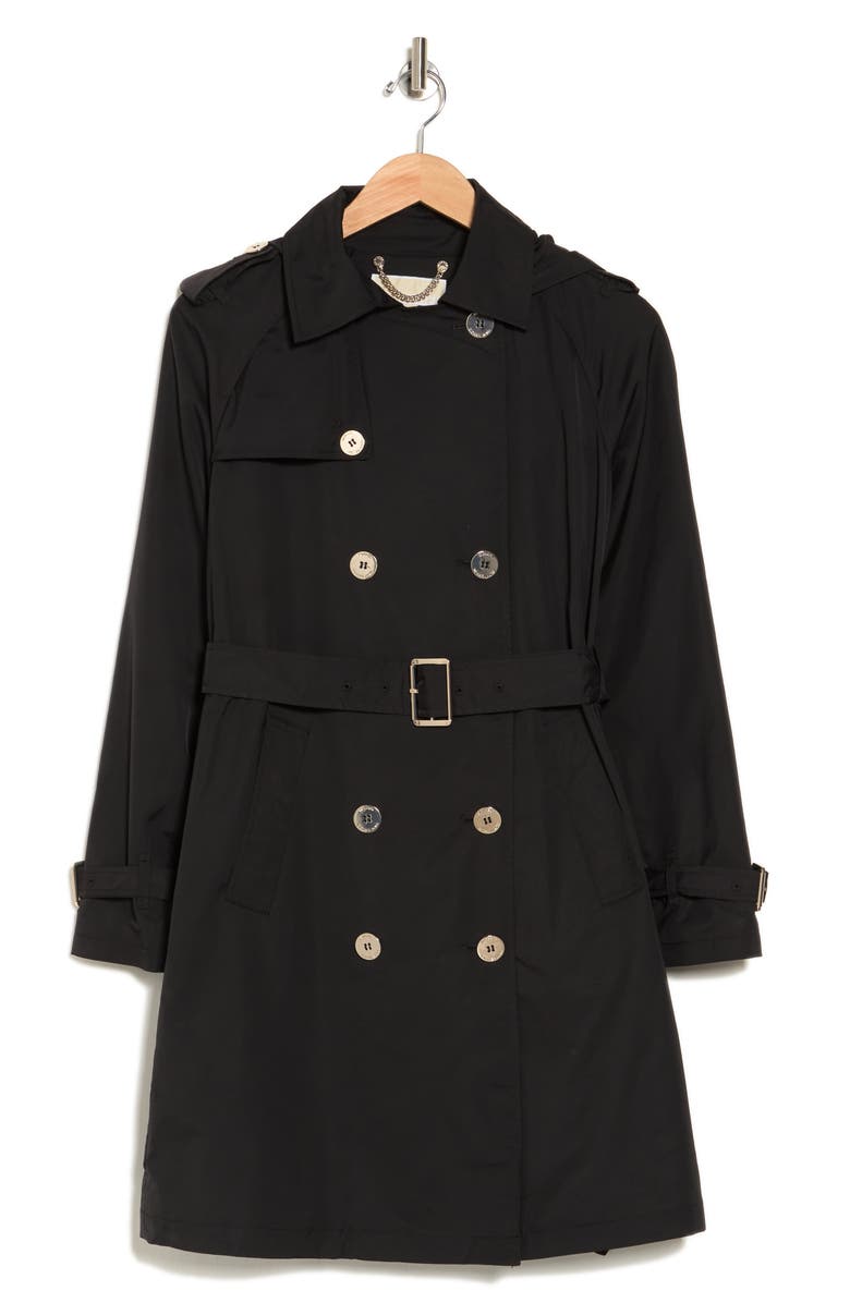 Michael Kors Belted Water Resistant Trench Coat with Removable Hood, Alternate, color, 
