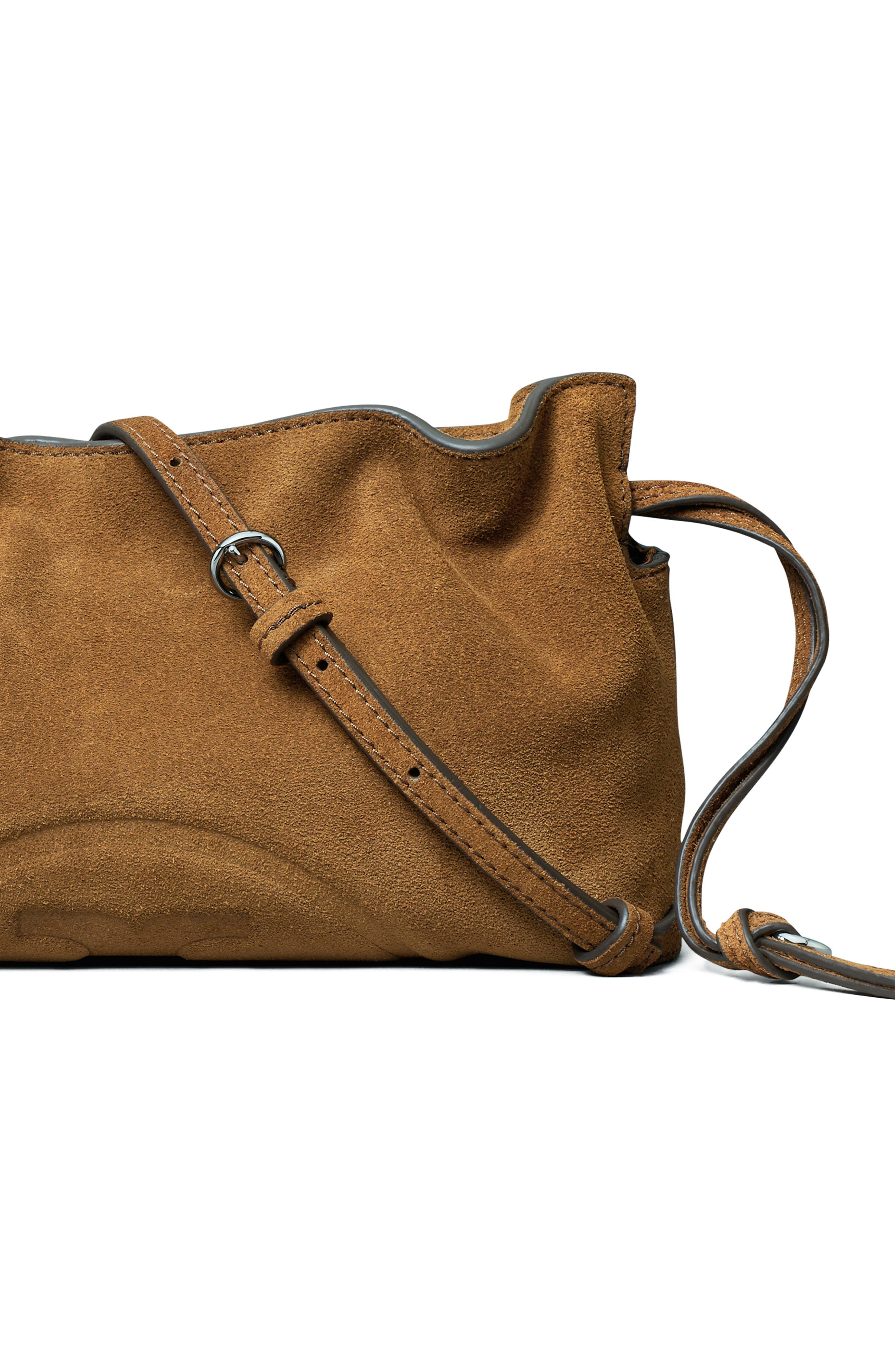 Ella Suede Drawstring Pouch, Alternate, color, CARAMEL