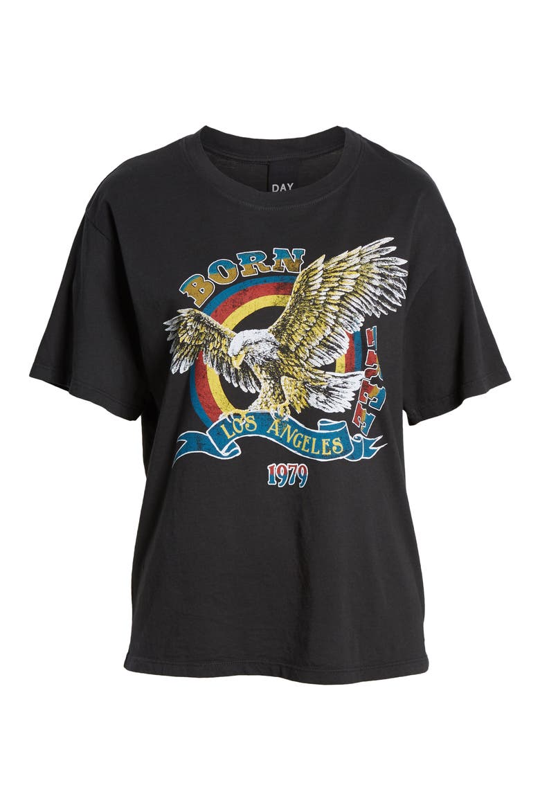 by Daydreamer Born Free Graphic Boyfriend Cotton Tee, Alternate, color, ASH BLACK