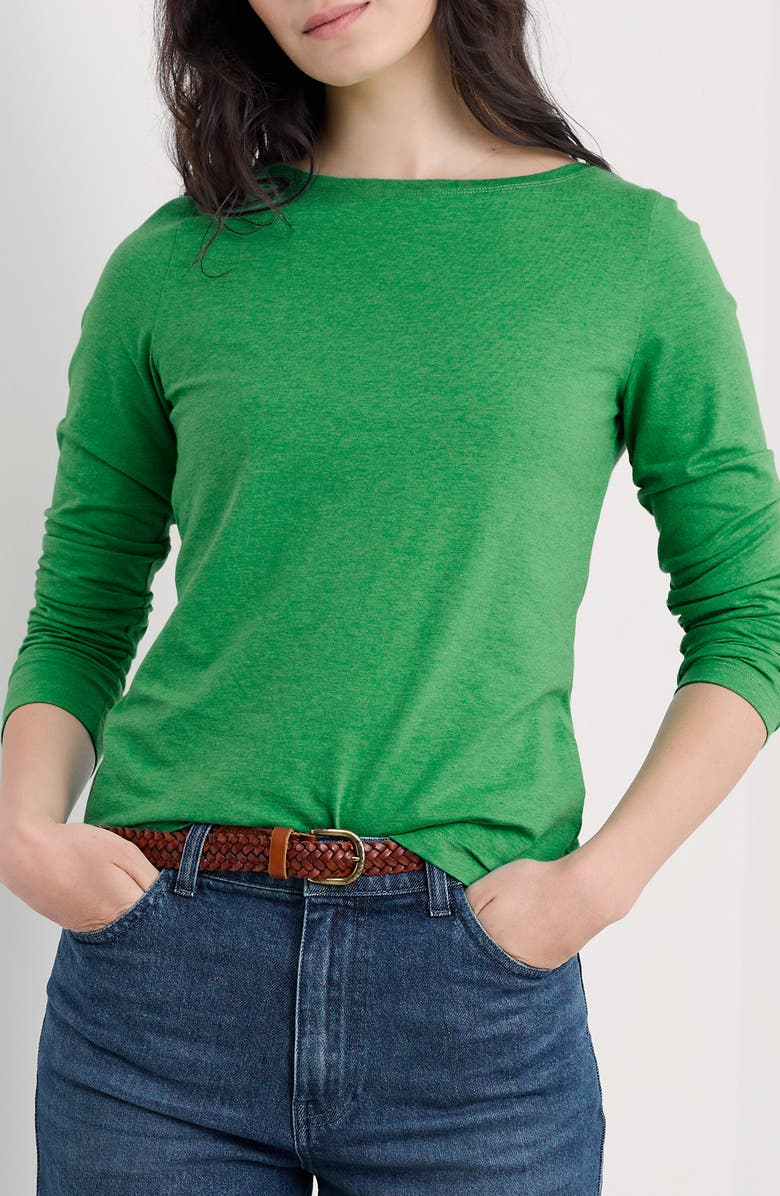 Seasalt Cornwall Easel Long Sleeve Stretch Organic Cotton Top, Main, color, Hedgerow