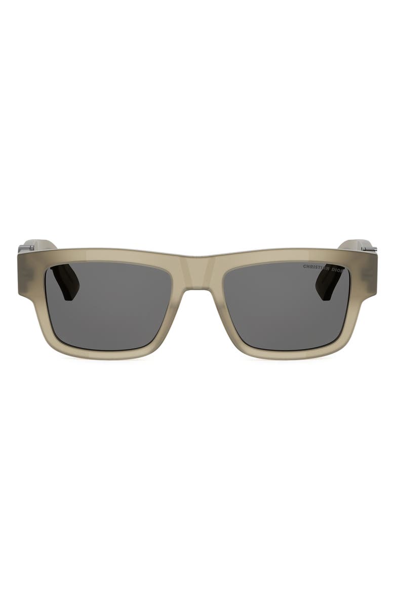 DIOR Oblique S3I 52mm Rectangular Sunglasses, Main, color, Shiny Beige / Smoke