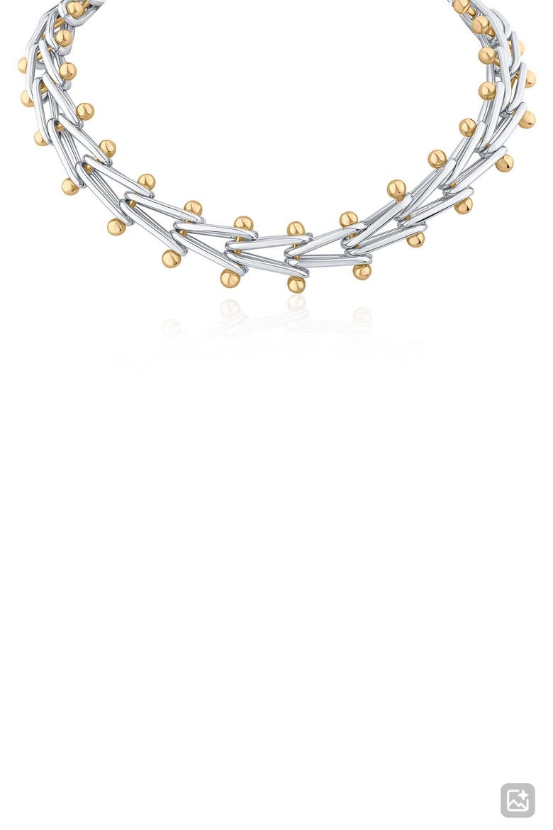 Two-Tone V-Link Collar Necklace (Nordstrom Exclusive), Main, color, GOLD/ SILVER