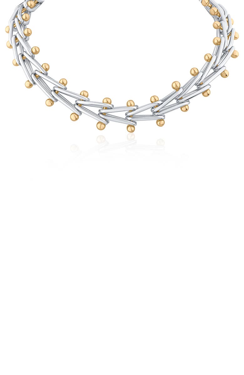 JARDIN Two-Tone V-Link Collar Necklace, Main, color, Gold/ Silver