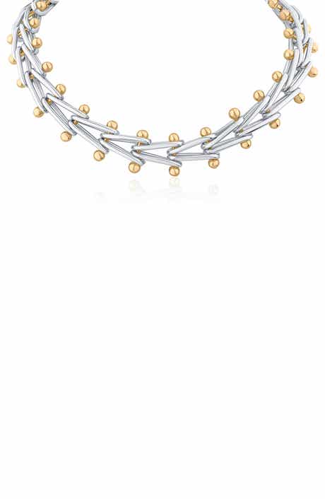 JARDIN Two-Tone V-Link Collar Necklace