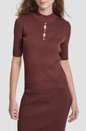 DKNY Cutout Grommet Mock Neck Sweater