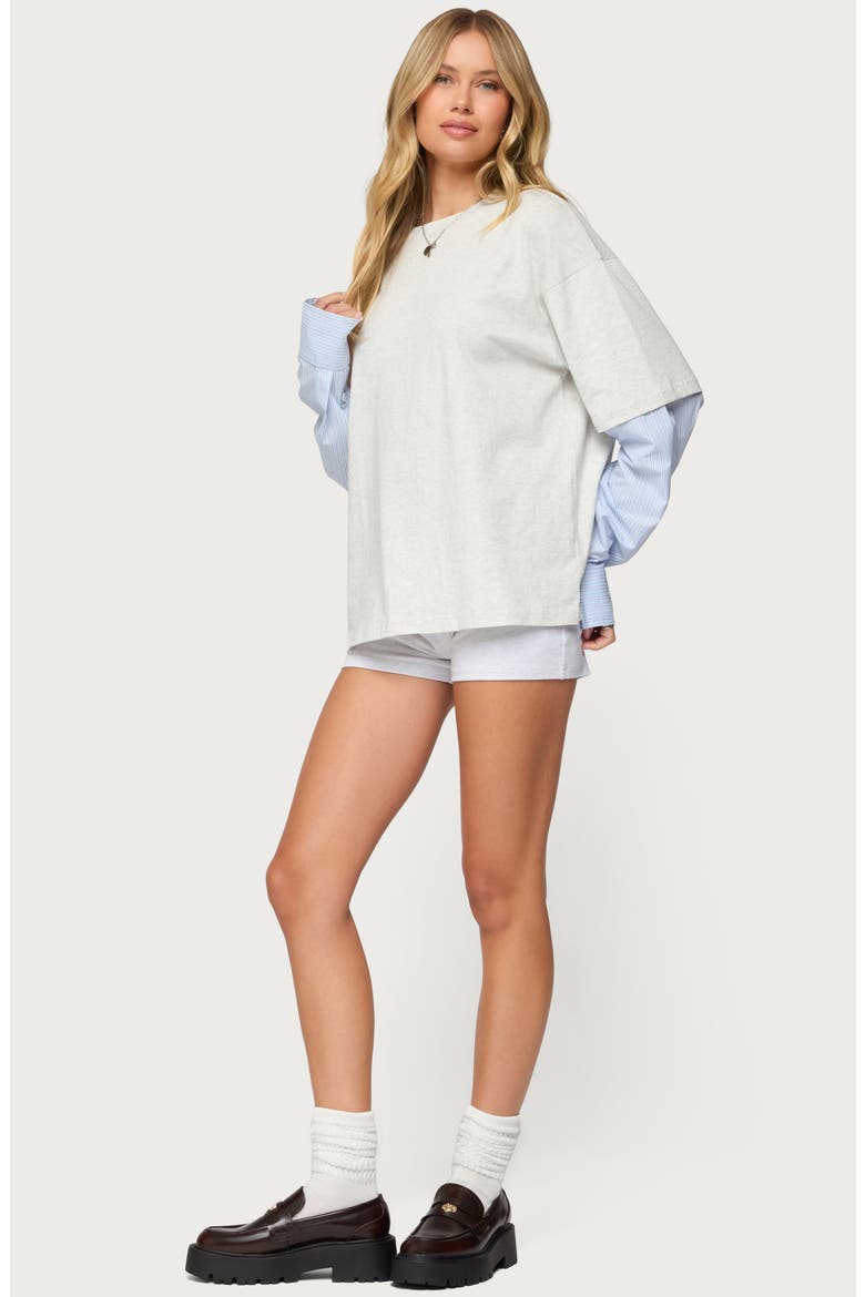 Tailor Oversize Layered Top, Alternate, color, LIGHT-GRAY-MELANGE