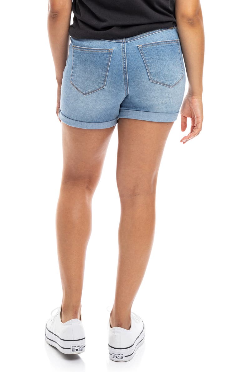 1822 Denim Distressed Roll Hem Denim Shorts, Alternate, color, 