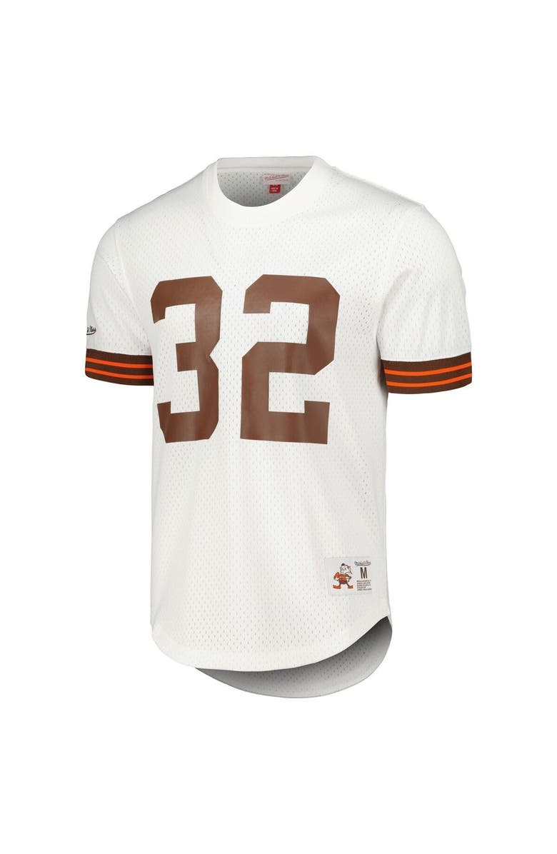 Mitchell & Ness Men's Mitchell & Ness Jim Brown White Cleveland Browns Retired Player Name & Number Mesh Top, Alternate, color, White