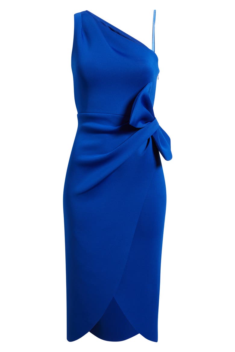 Bow One-Shoulder Cocktail Dress, Alternate, color, COBALT