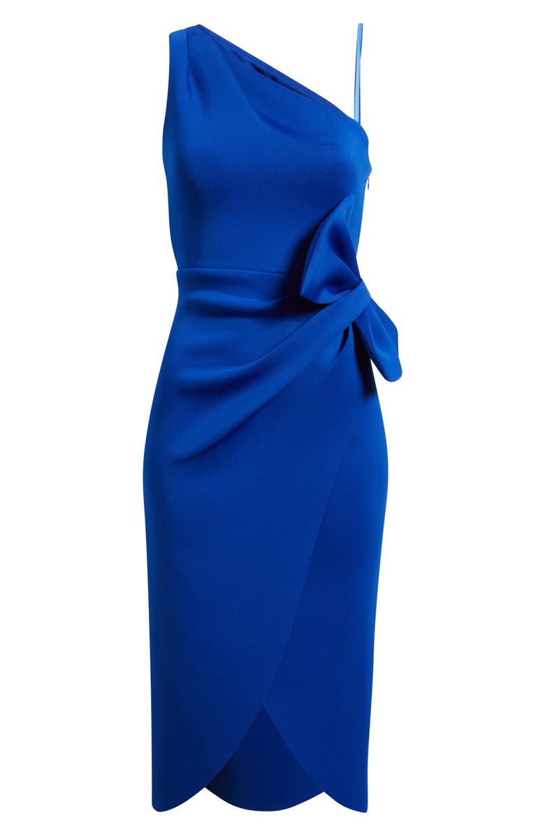 Eliza J Bow One-Shoulder Cocktail Dress, Main, color, Cobalt