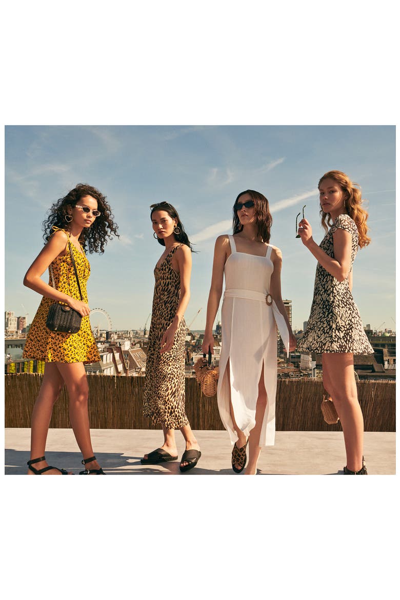 Animal Print Midi Dress, Alternate, color, IVORY MULTI