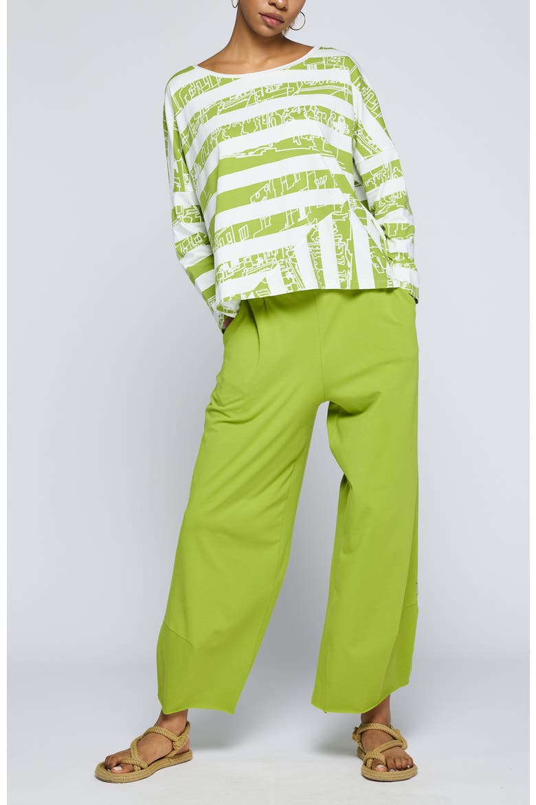 Astraea Striped Cotton Jersey Blouse, Alternate, color, Lime
