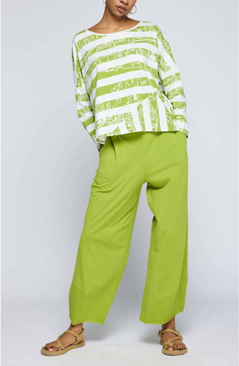 LUUKAA Astraea Striped Cotton Jersey Blouse, Alternate, color, Lime