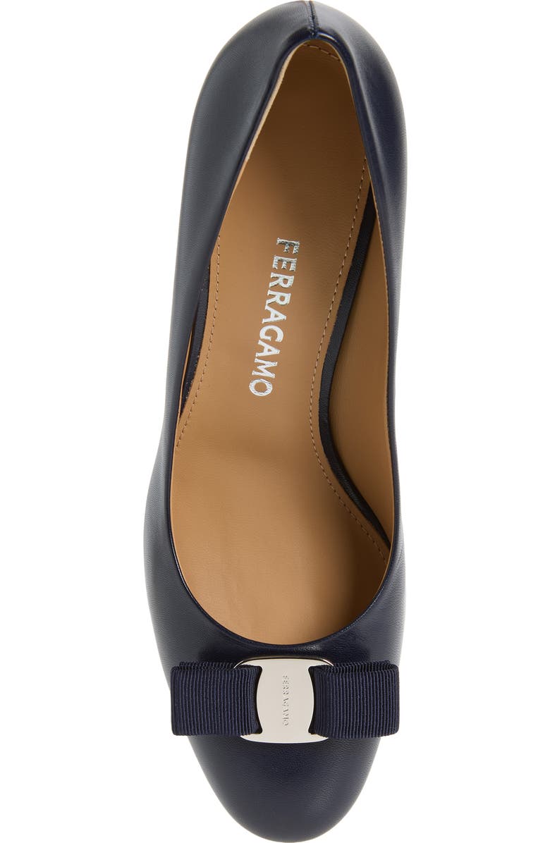 FERRAGAMO Carla Bow Pump, Alternate, color, Navy Biscotto