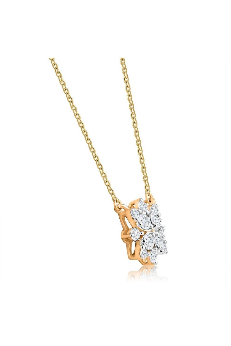 .55Ct TW Diamond Cluster Halo Round Pendant Gold Necklace Lab Grown, Alternate, color, 10k Yellow Gold