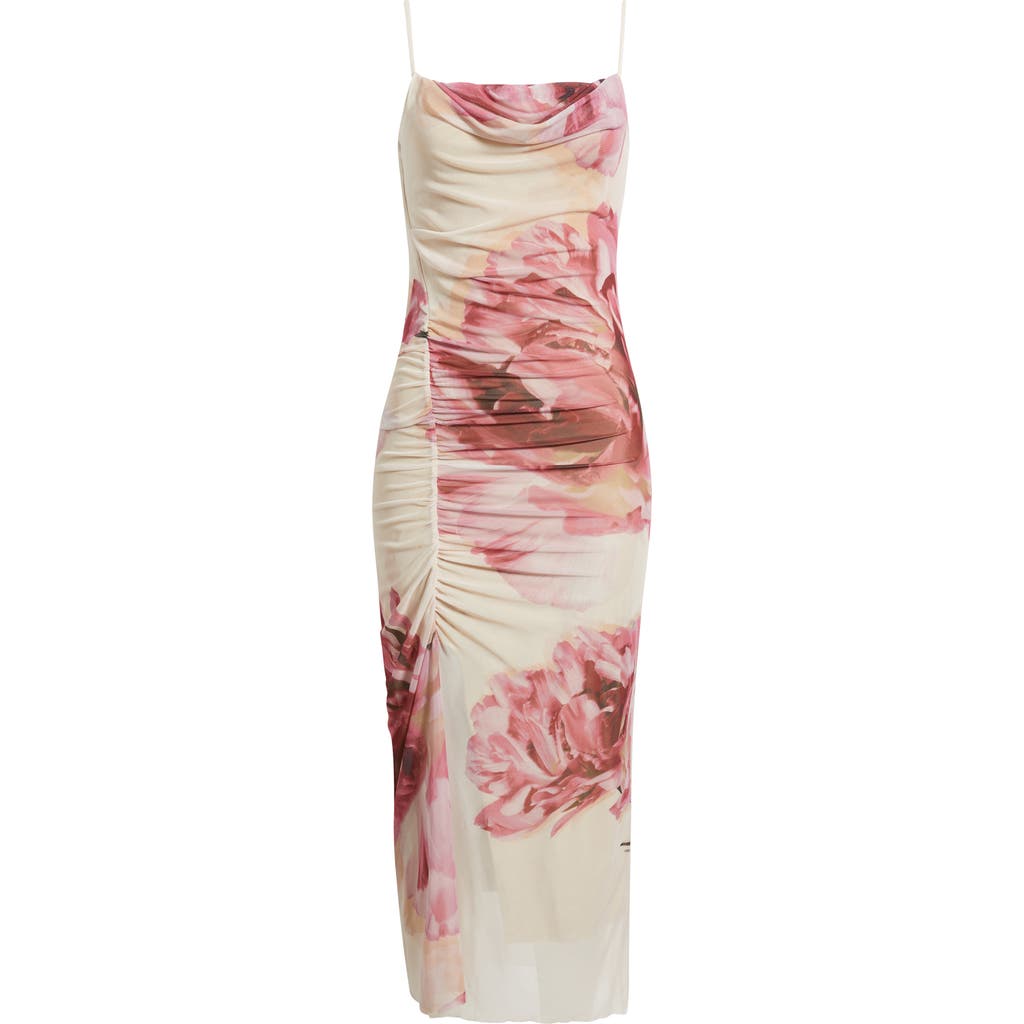 Open Edit Floral Print Mesh Maxi Dress