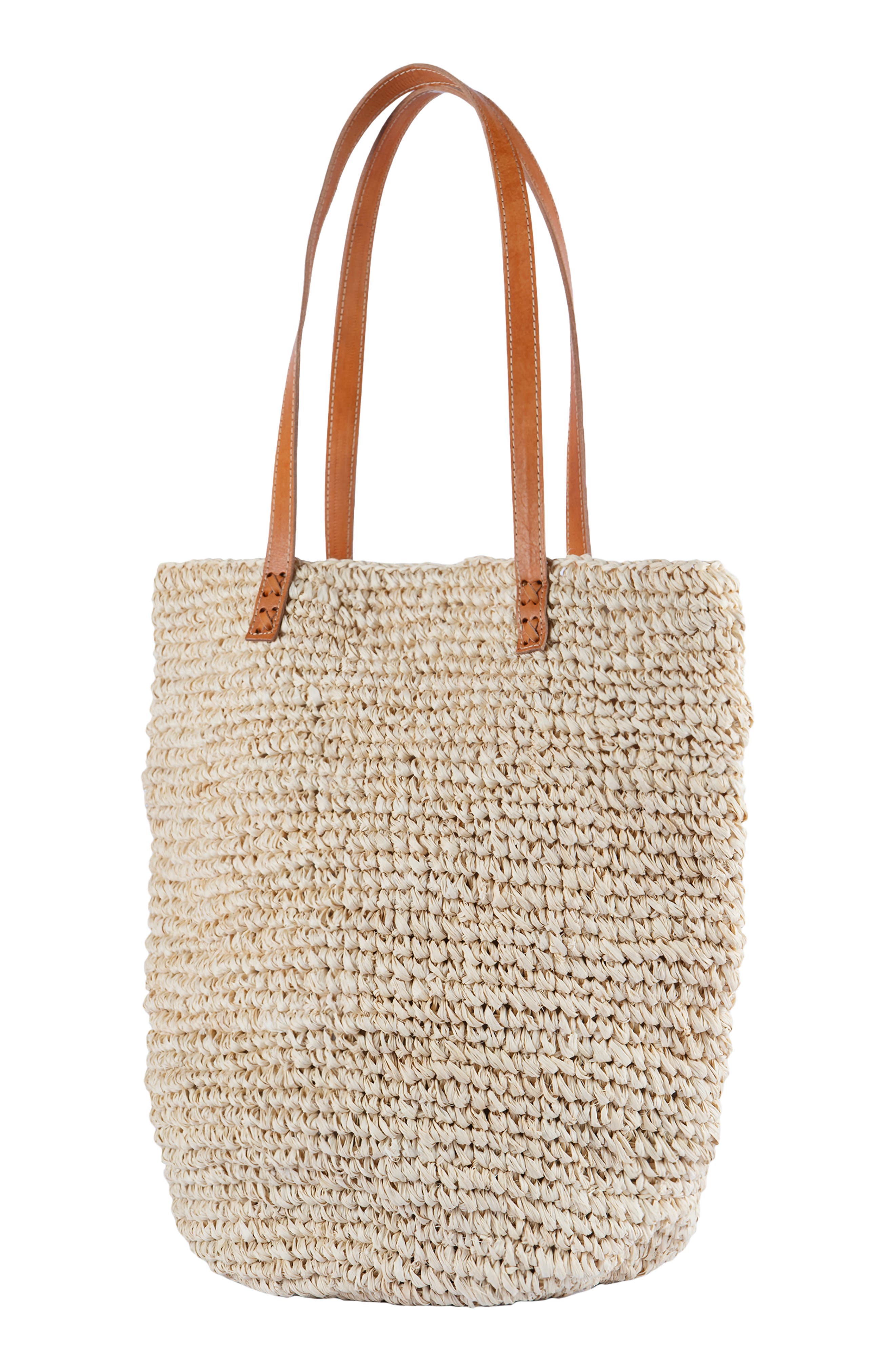 Hamptons Raffia Tote, Alternate, color, WHITE