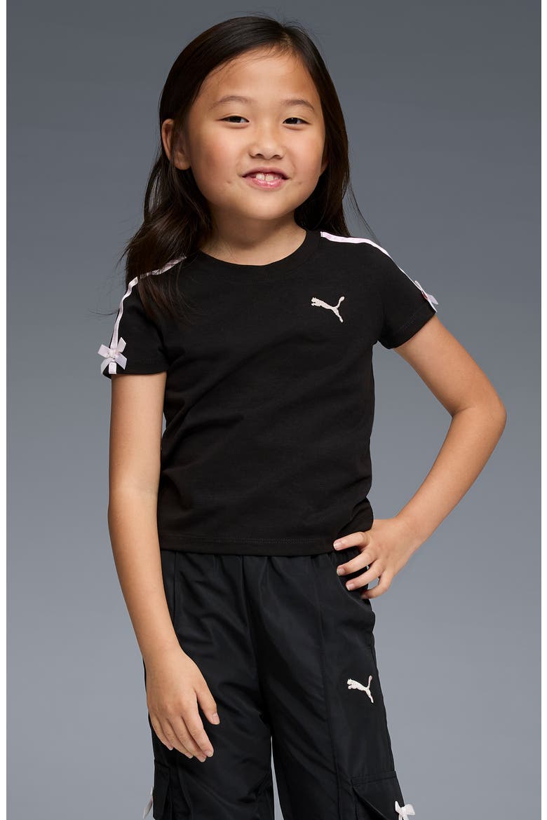 Kids' Bow Society Stretch Cotton T-Shirt, Alternate, color, PUMA BLACK