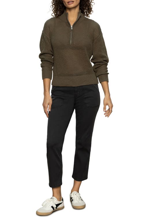 Sanctuary Open Stitch Half-zip Cotton Sweater In Kalamata