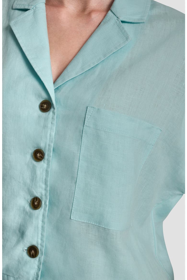 Linen Camp Shirt, Alternate, color, AQUA