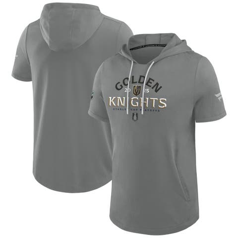 Men's Fanatics Gray Vegas Golden Knights 2025 Stanley Cup Playoffs Authentic Pro Road Performance Short Sleeve Pullover Hoodie