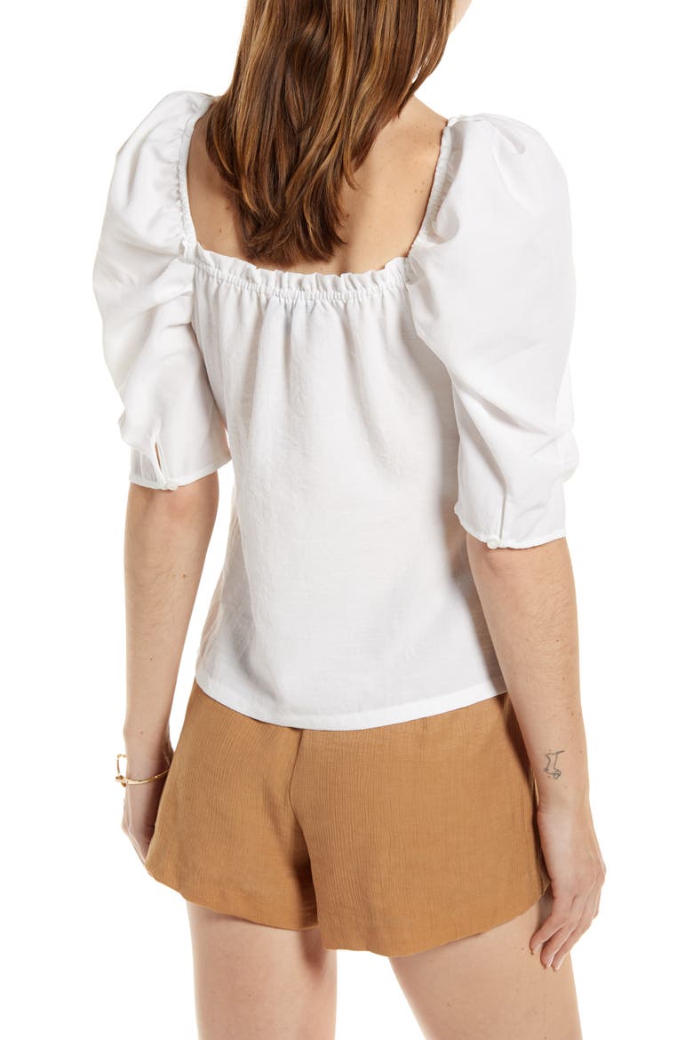 Fitted Surplice Top (Nordstrom Exclusive), Alternate, color, WHITE
