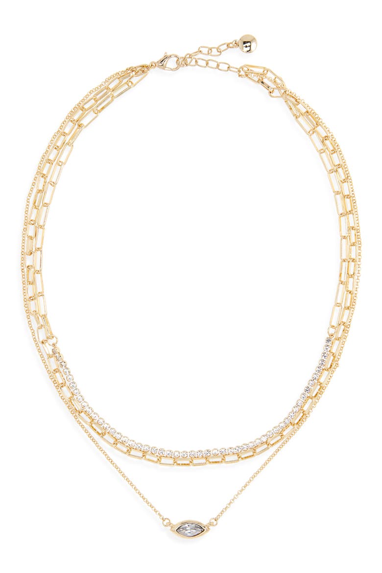 Layered Chain Pendant Necklace, Main, color, CLEAR