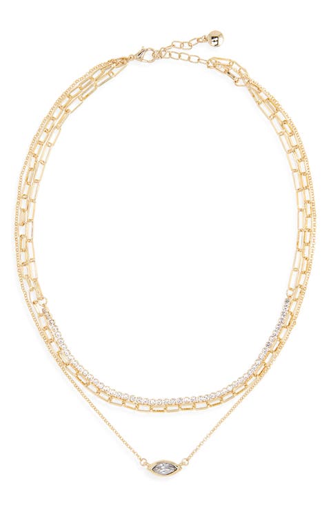 Layered Chain Pendant Necklace