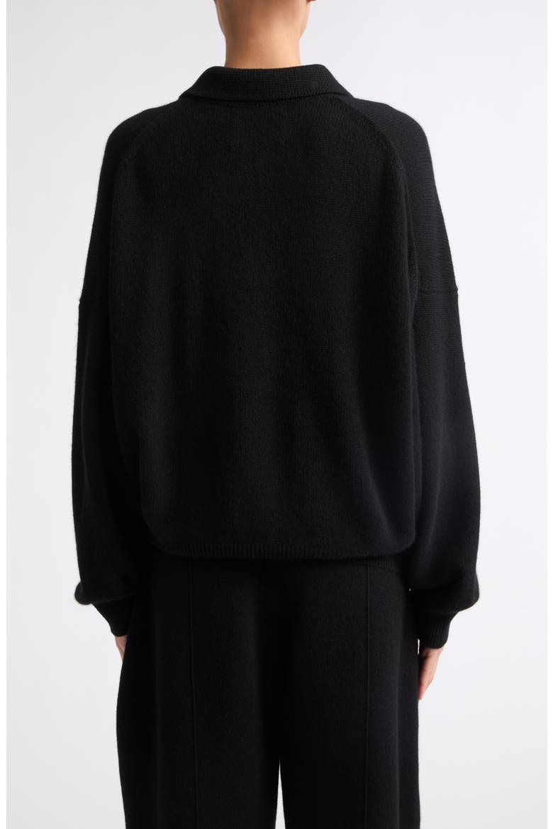 Etta Cashmere Polo Sweater, Alternate, color, BLACK