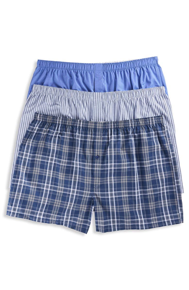 Harbor Bay by DXL 3-Pack Plaid Woven Boxers, Main, color,