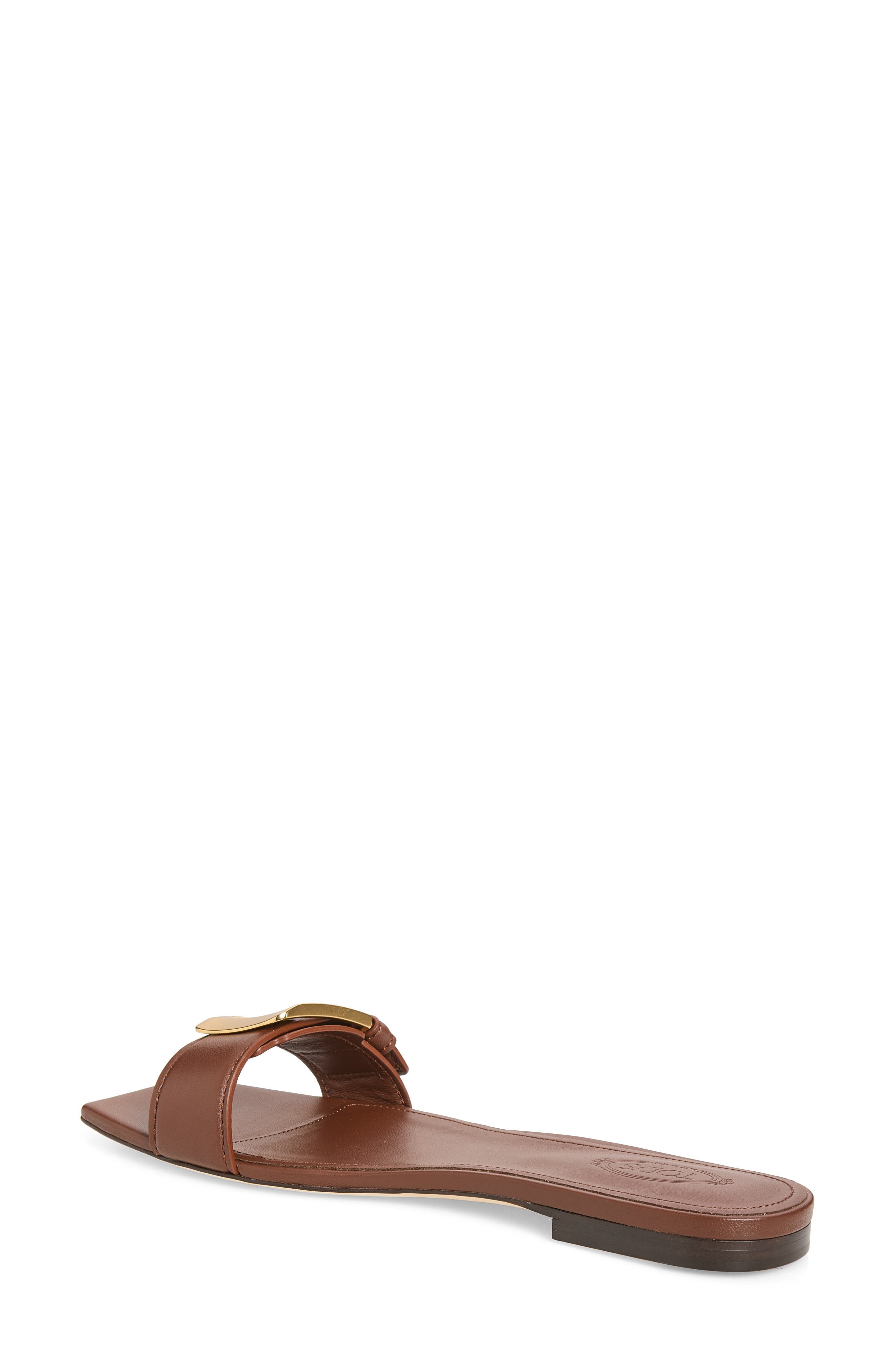 Tod's Buckle Slide Sandal, Alternate, color, Mogano