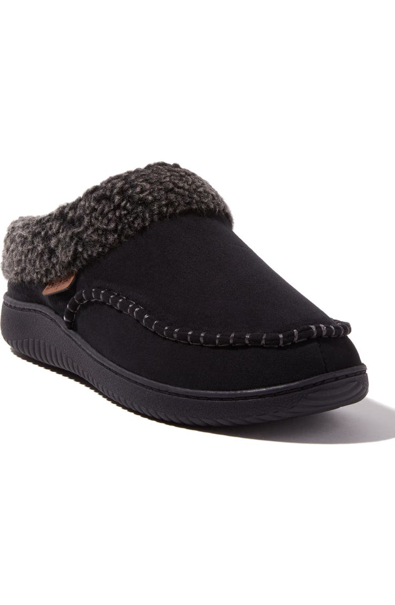 DEARFOAMS Marshall Microsuede Moccasin Toe Clog Slipper, Main, color, Black