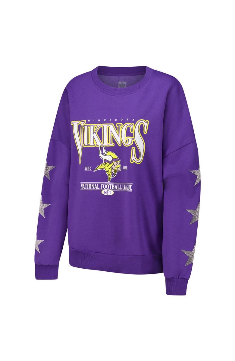 GAMEDAY COUTURE Women's Gameday Couture Purple Minnesota Vikings Rhinestone Star Sleeve Settle the Score Tri-Blend Pullover Sweatshirt, Alternate, color, 