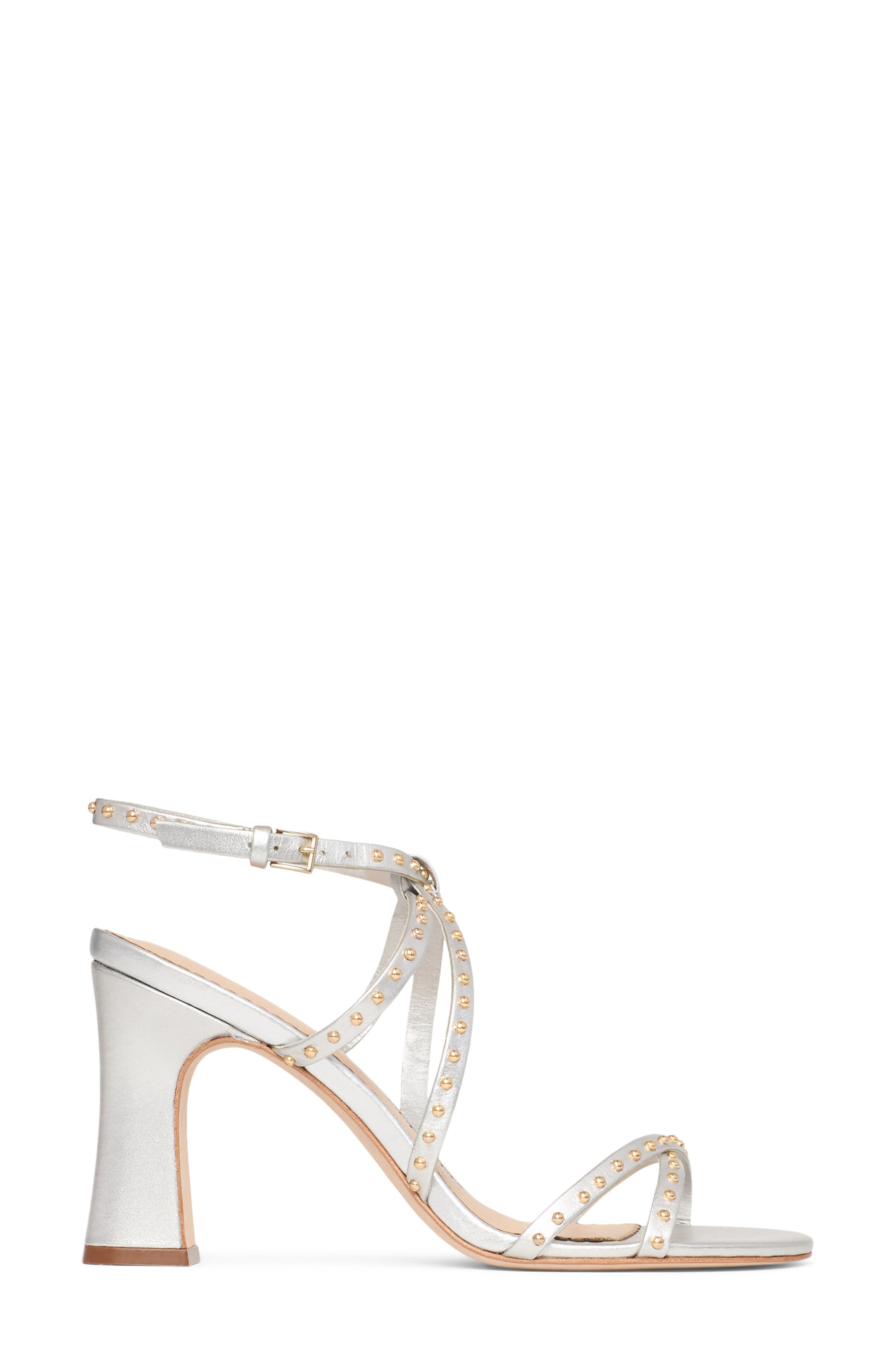 Cinq à Sept Blair Studded Metallic Sandal, Alternate, color, Silver/ Gold
