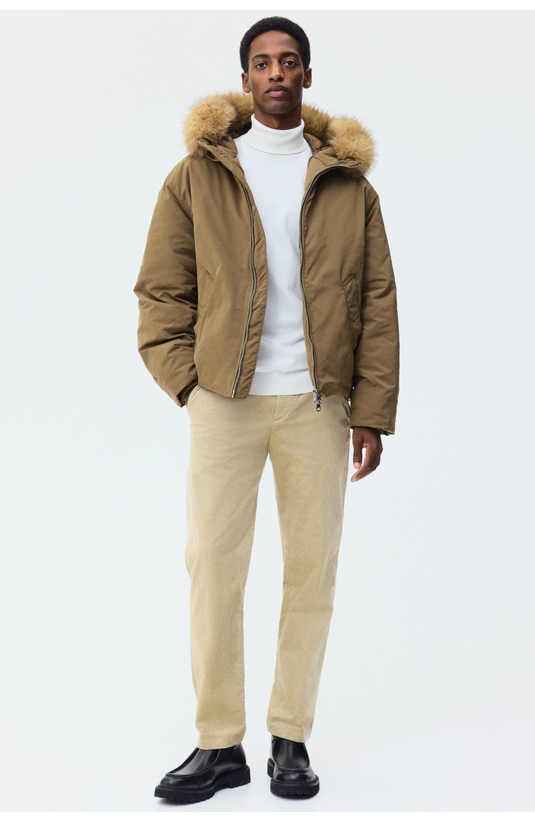 H&M Regular Fit Corduroy Trousers, Main, color, Beige