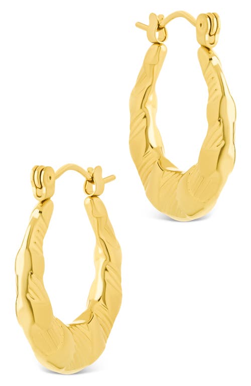 Sterling Forever Amaryllis Hammered Hoop Earrings In Gold