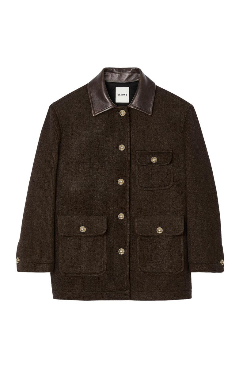 SANDRO Tweed coat, Alternate, color,