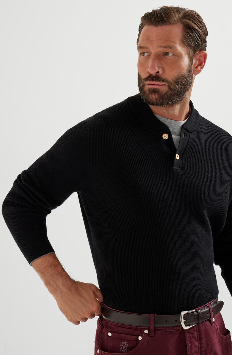 Brunello Cucinelli English Rib knit sweater, Alternate, color, Black