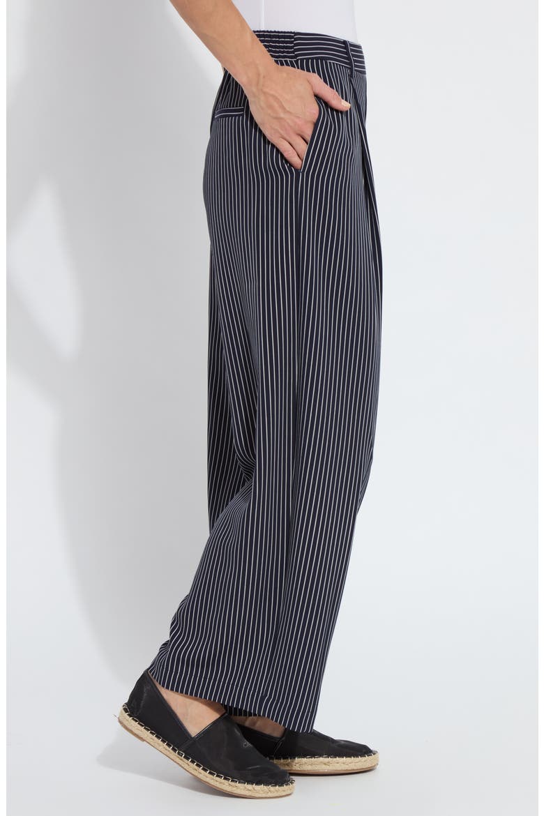 Clarette Stripe Pleated Wide Leg Pants, Alternate, color, MARINE PINSTRIPE
