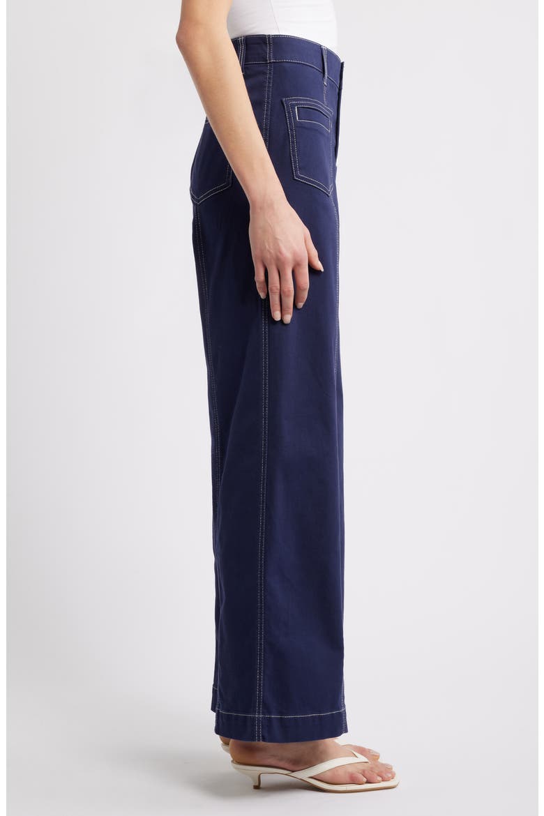 Skyrise High Waist Exposed Button Fly Wide Leg Pants, Alternate, color, EVENING BLUE