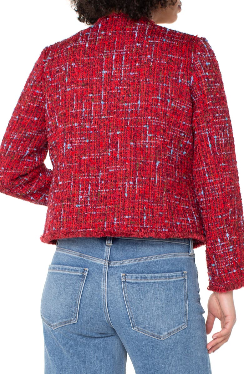 Liverpool Los Angeles Fringe Detail Tweed Jacket, Alternate, color, 