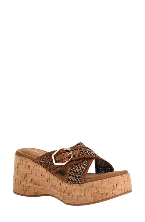 Chinese Laundry Loulou Platform Wedge Slide Sandal In Brown Multi